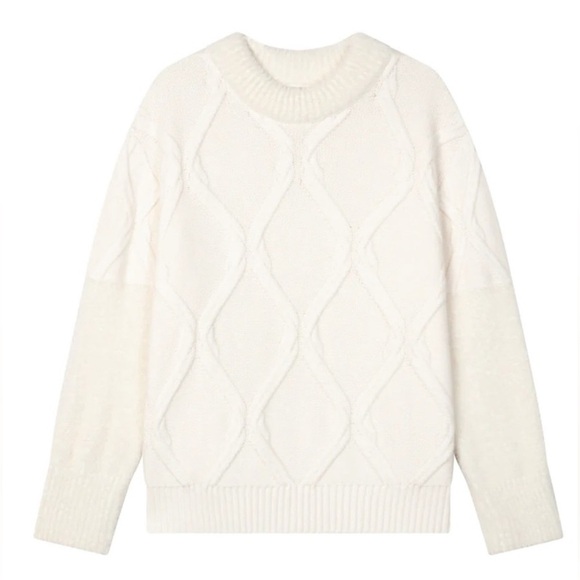 PETITE STUDIO by Keeley Wool Knit Sweater Ivory Size Small 1711 - Picture 13 of 14